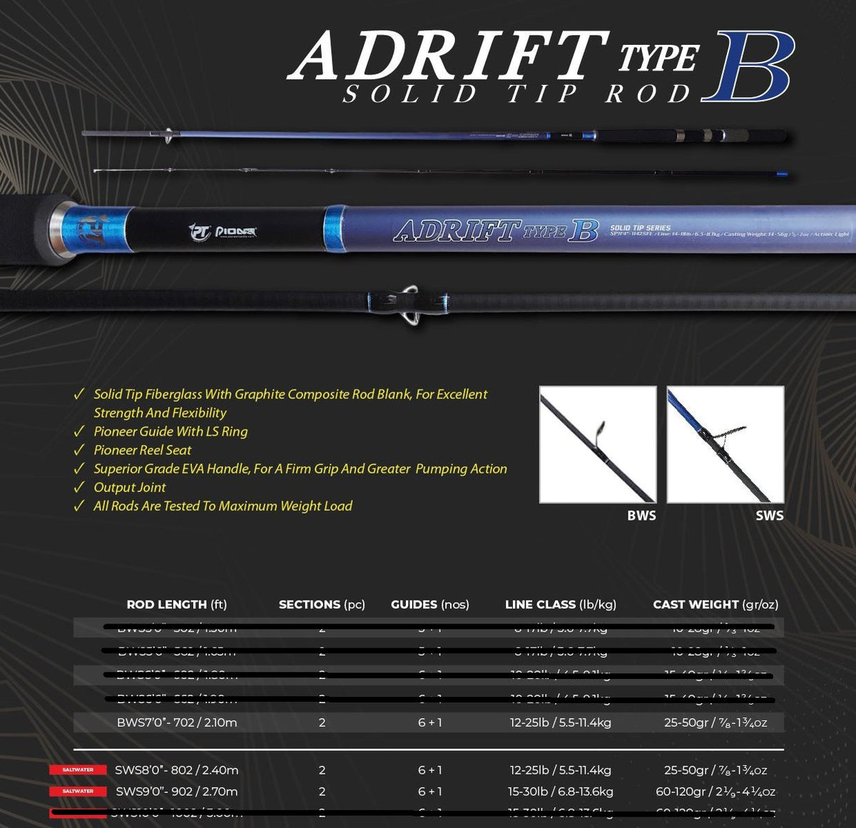 Pioneer Adrift Type B Fishing Rod – Mahigeer Water Sports