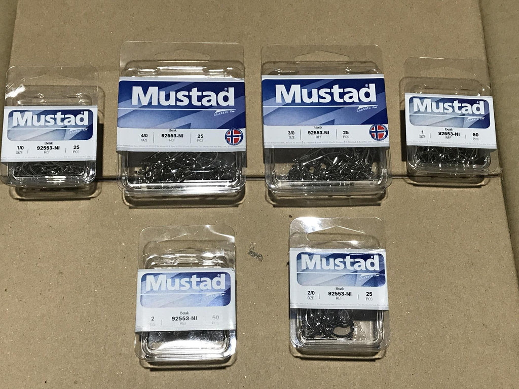 Mustad 92553NP-BN Octopus Beak Bait Hooks Size 1/0 Jagged Tooth Tackle